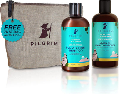 Pilgrim Anti-Frizz Hair Care Set - Sulphate Free Shampoo & Argan Oil Conditioner, 200ml Each
