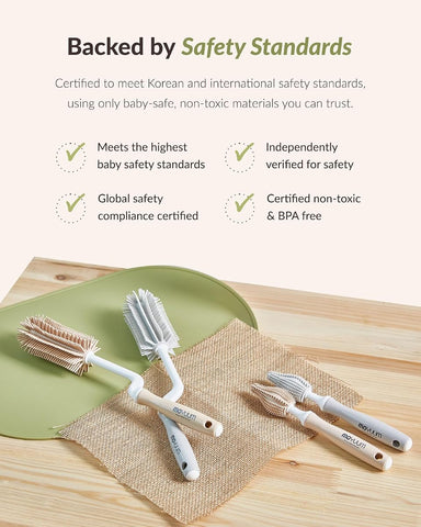 Moyuum Silicone Bottle Cleaning Brush Set with Rotating Handle - Mint - Image 7