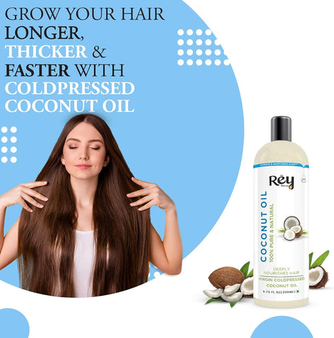 Rey Naturals Coconut Oil - Cold-Pressed, Pure & Natural, 200ml for Hair & Skin - Image 5