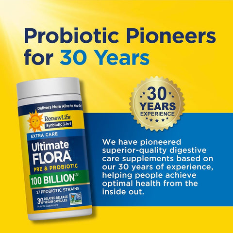 RenewLife 100 Billion Flora Probiotic Capsules - Gut Health Support - 30 Count - Image 6