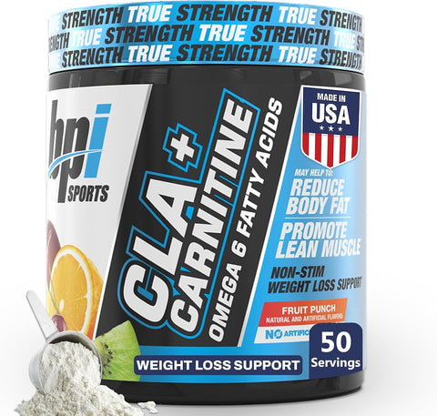 BPI Sports CLA + Carnitine - Fruit Punch Flavour, 50 Servings, 12.34 oz