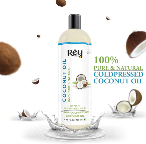 Rey Naturals Coconut Oil - Cold-Pressed, Pure & Natural, 200ml for Hair & Skin - Image 4