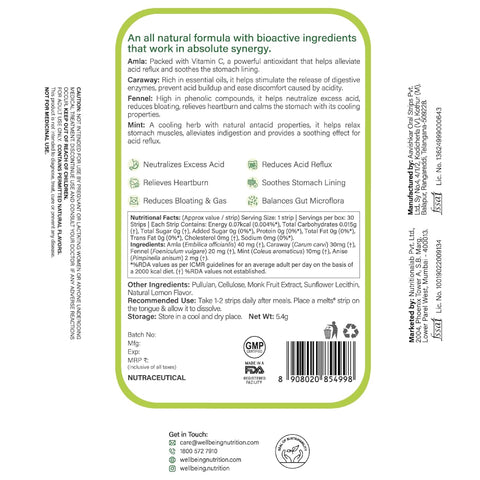 Wellbeing Nutrition Instant Acidity Relief 30 Strips in a Tin Box
