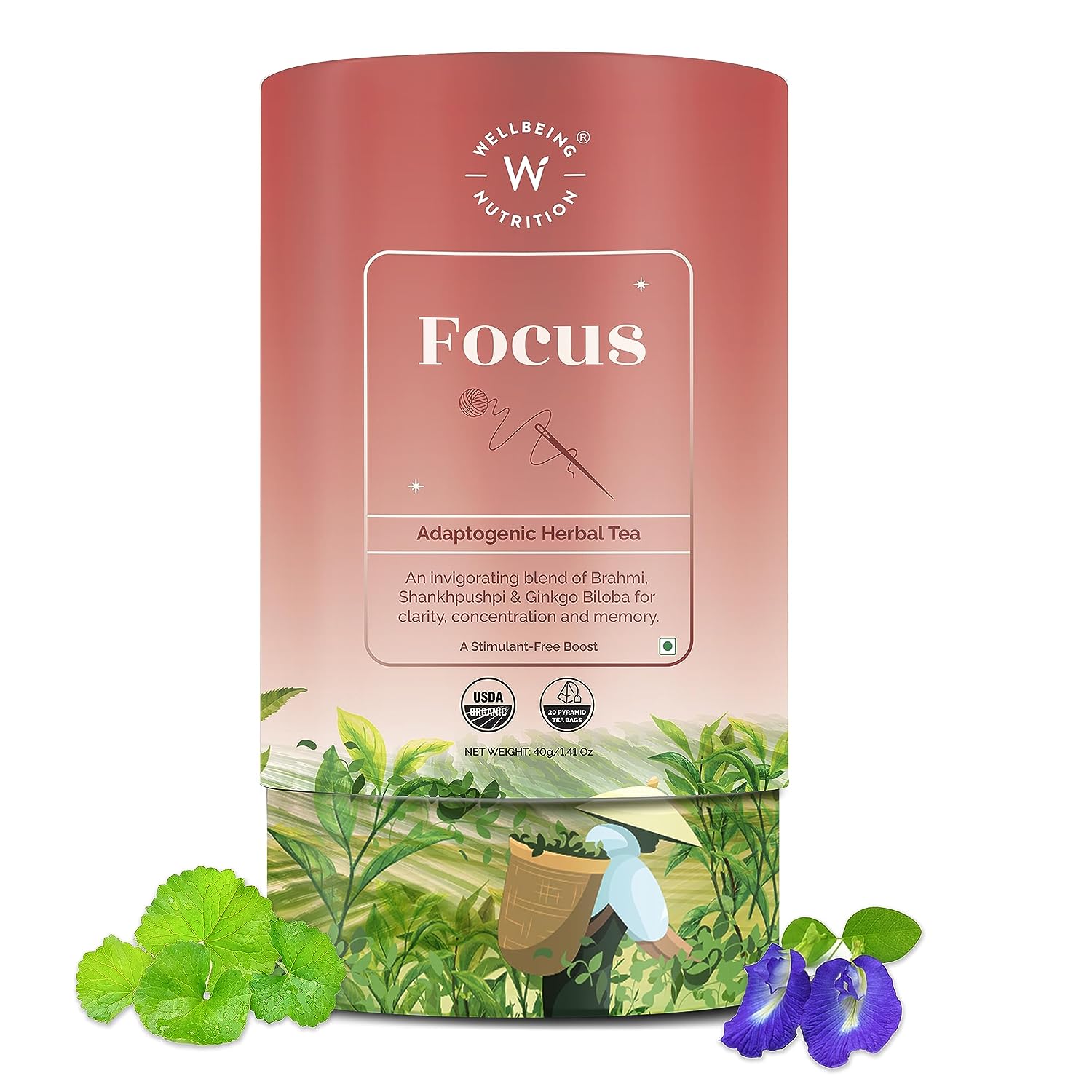 Buy Wellbeing Nutrition Focus Tea (20 Pyramid Tea Bags)