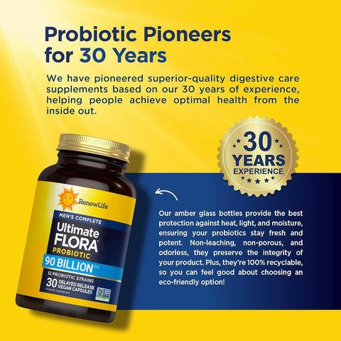 Renew Life Ultimate Flora Men's Probiotic - 90 Billion CFU, 30 Capsules - Image 4