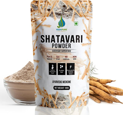 Vedapure Organic Shatavari Powder, Herbal & Ayurvedic, 100g