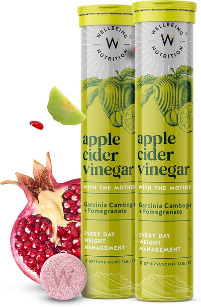 Wellbeing Nutrition Apple Cider Vinegar Effervescent Tablets with Garcinia Cambogia & Pomegranate - 34 Tablets