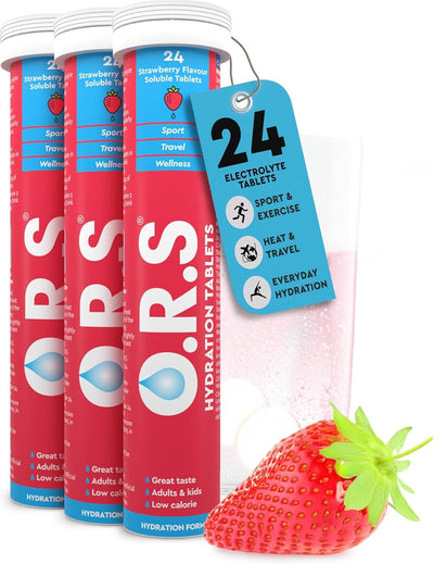 ORS Hydration Electrolyte Tablets, Strawberry Flavour - 72 Pack