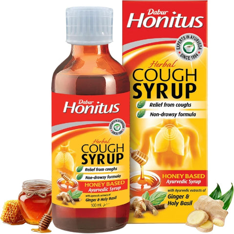 Dabur Honitus Herbal Cough Syrup - Honey & Ginger, 100 ml
