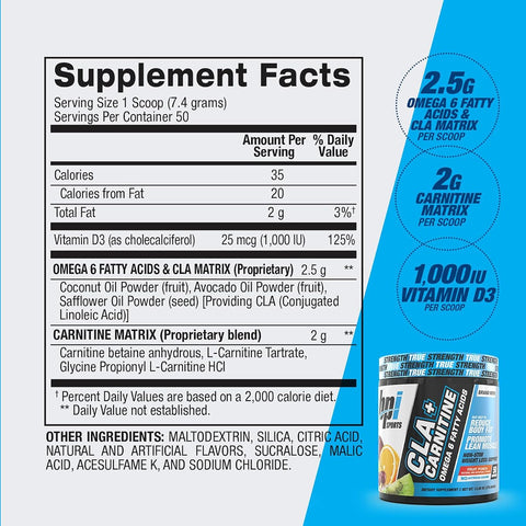 BPI Sports CLA + Carnitine - Fruit Punch Flavour, 50 Servings, 12.34 oz - Image 4