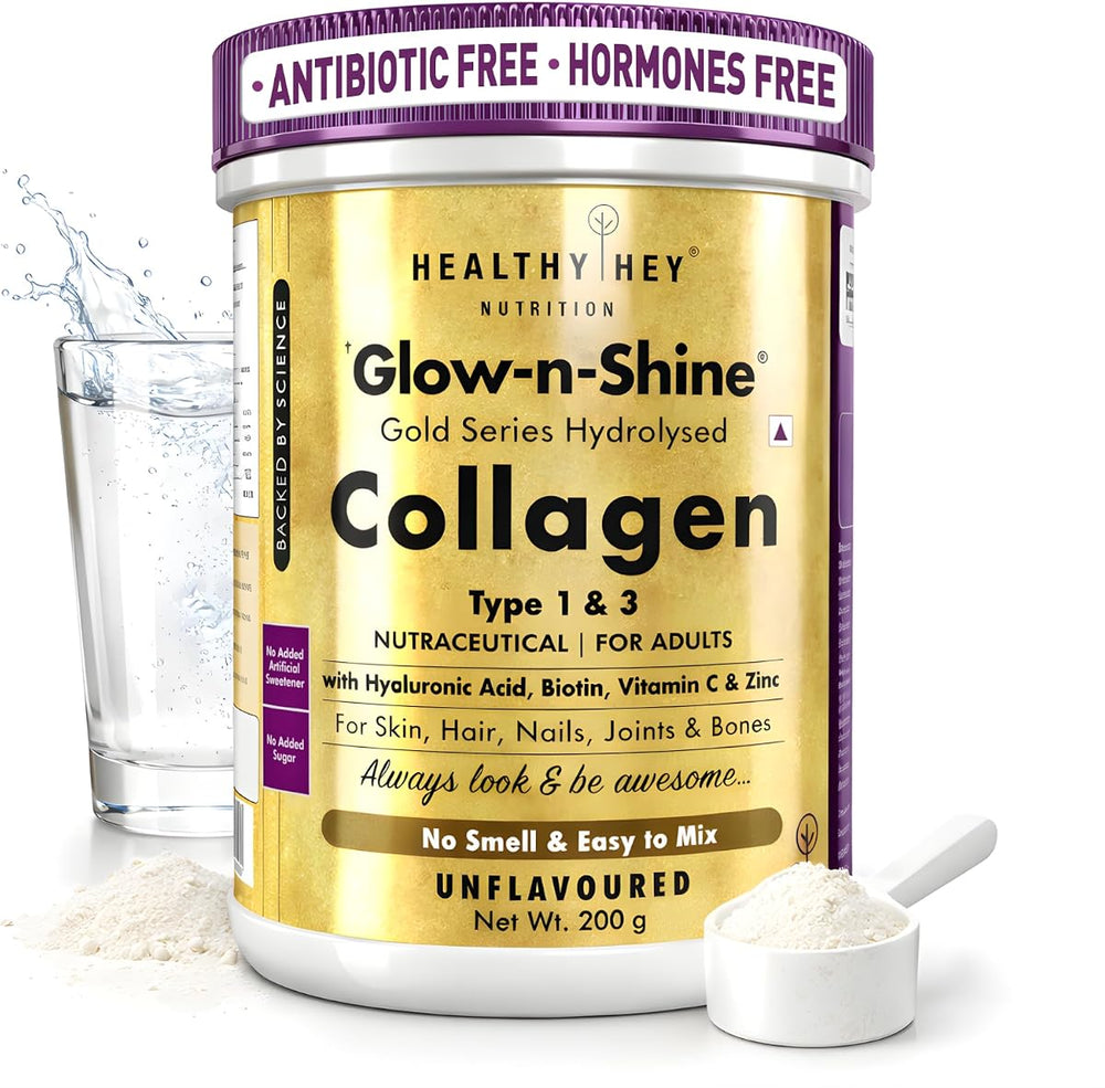 HealthyHey Collagen Gold Series Powder with Hyaluronic Acid, Biotin & Vitamin C - 200g