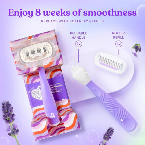 Bombay Shaving Bombae Rollplay Glow Body & Bikini Razor - Aloe Vera, Jojoba Oil, Vitamin E Infused - 1 Razor with 1 Refill - Image 6
