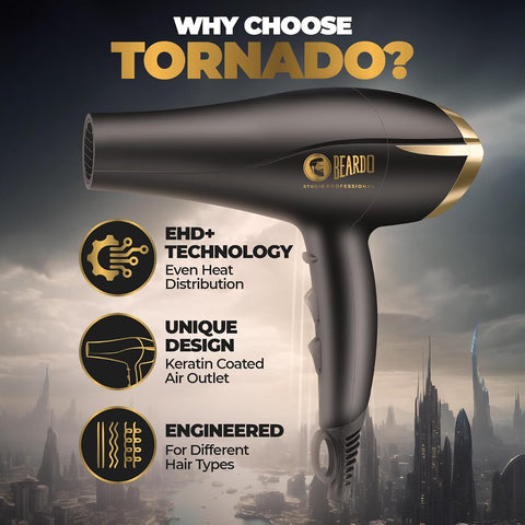 Beardo Tornado Hair Dryer - 2000W Professional, 3 Attachments - Image 3