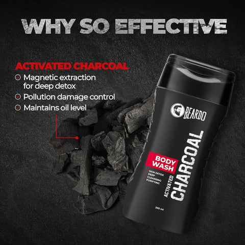 Beardo Charcoal Body Wash - Activated Charcoal Formula - 200ml - Image 4
