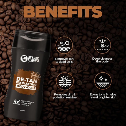 Beardo Detan Exfoliating Body Wash - 4% Glycolic & Lactic Acid, Coffee Extracts - 200ml - Image 8