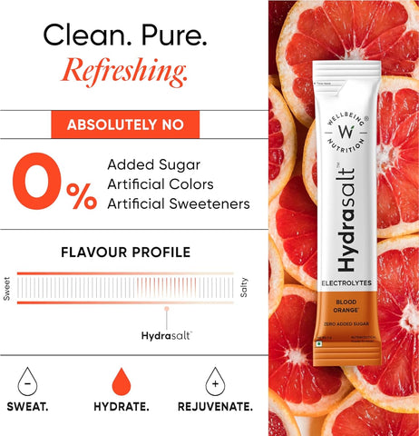 Wellbeing Nutrition Hydrasalt - Blood Orange Electrolyte Sachets, 90g (15 Pack) - Image 4