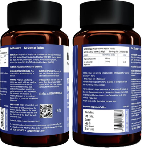 HK Vitals Magnesium Glycinate Tablets - 1880mg, 120 Count - Image 8