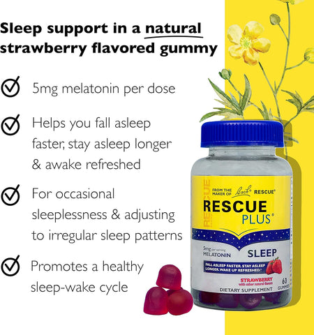 Rescue Plus Sleep Gummies, Strawberry, 60 Count