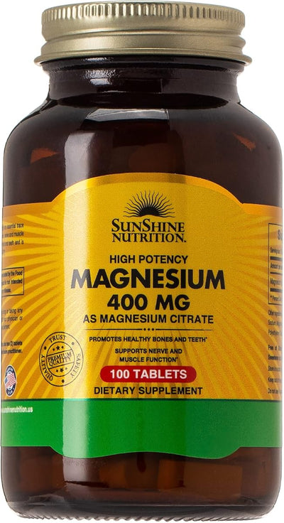 Sunshine Nutrition Magnesium Citrate Tablets with Vitamin B6 - 100 Count