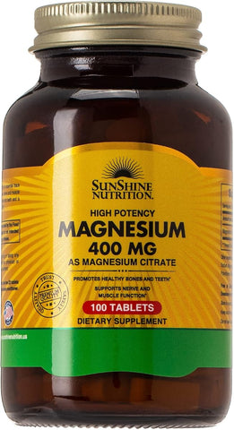 Sunshine Nutrition Magnesium Citrate Tablets with Vitamin B6 - 100 Count