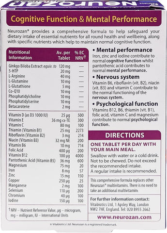 Vitabiotics Neurozan Original Brain & Cognitive Support Tablets - 30 Pack - Image 2
