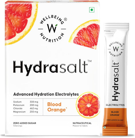Wellbeing Nutrition Hydrasalt - Blood Orange Electrolyte Sachets, 90g (15 Pack)