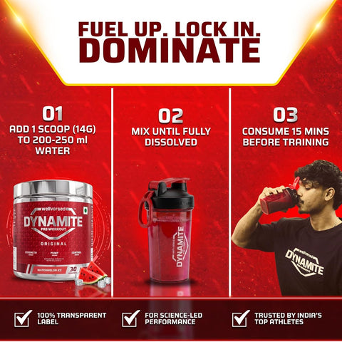 Wellcore Dynamite Pre-Workout Watermelon Ice - Citrulline Complex, 420g - Image 6