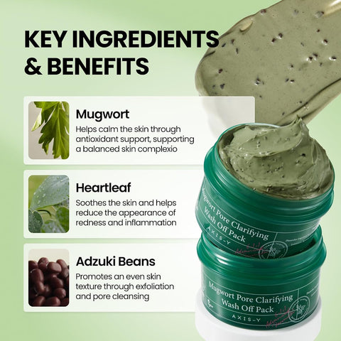 AXIS-Y Mugwort Pore Clarifying Wash Off Pack - Face Mask & Exfoliator, 50ml - Image 3