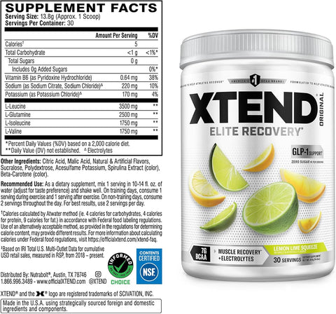 XTEND Original BCAA Powder - Lemon Lime Squeeze - Zero Calorie, 30 Servings - Image 2