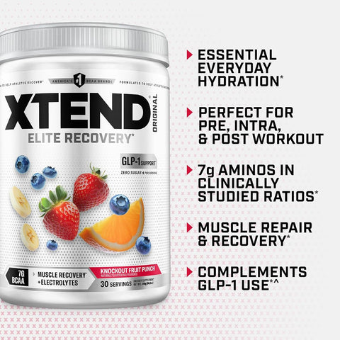 XTEND Original BCAA Powder - Knockout Fruit Punch Flavour, 30 Servings - Image 4