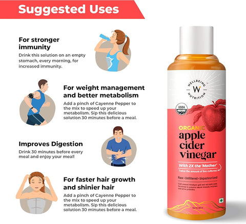 Wellbeing Nutrition Organic Himalayan Apple Cider Vinegar with Mother - 500ml - Image 2