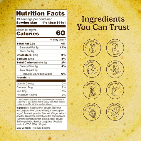 Organic Traditions Turmeric Latte with Saffron & Probiotics - Instant Powder, 150g - Image 2