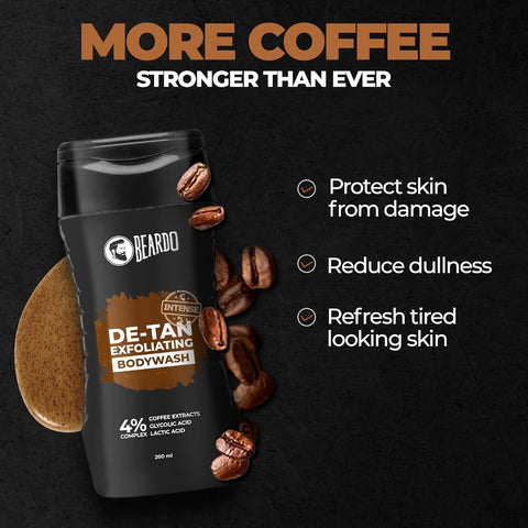 Beardo Detan Exfoliating Body Wash - 4% Glycolic & Lactic Acid, Coffee Extracts - 200ml - Image 7