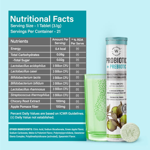 Wellbeing Nutrition Probiotic + Prebiotic Supplement - 21 Effervescent Tablets - Image 7