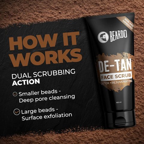 Beardo DeTan Face Scrub with Caffeine - Exfoliating Mask, 100g Tube - Image 3