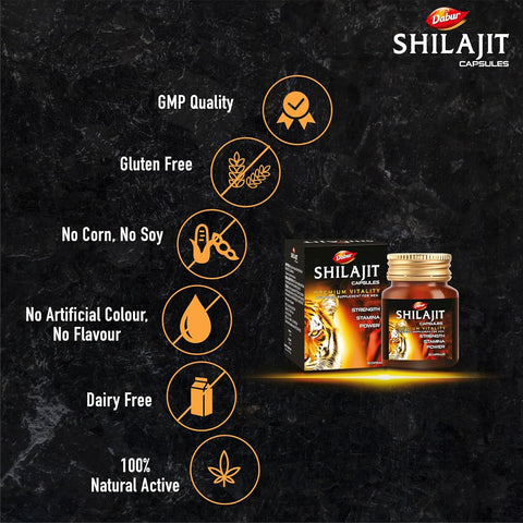 Dabur Shilajit Gold Capsules - Herbal Supplement, Shilajit Resin, 30 Pack - Image 5