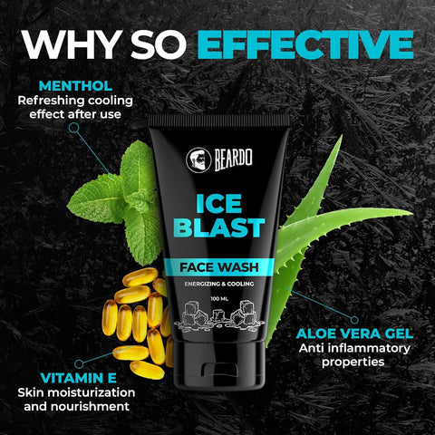 Beardo Ice Blast Face Cleanser with Aloe Vera & Vitamin E - 100ml - Image 4