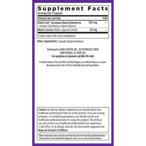 NEW CHAPTER Elderberry Force, 30 Vegan Capsules
