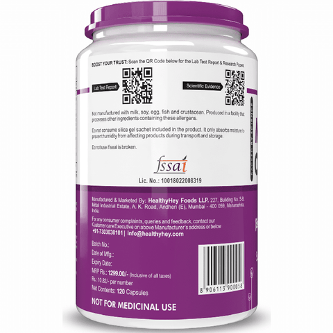 HealthyHey Magnesium Citrate - 1000 mg - 120 Vegetable Capsules