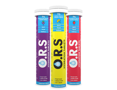 O.R.S HYDRATION TABLETS - 3 Flavours : 72 Tablets