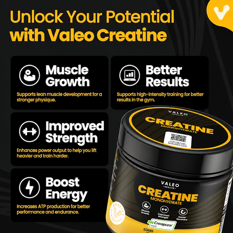 Valeo Creatine Monohydrate Powder - Micronized, 300g, 85 Servings