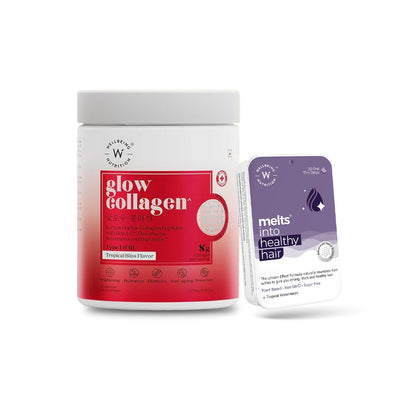 Wellbeing Marine Glow Collagen with Melts Healthy Hair (200 gms Collagen + 30 Oral Strips)