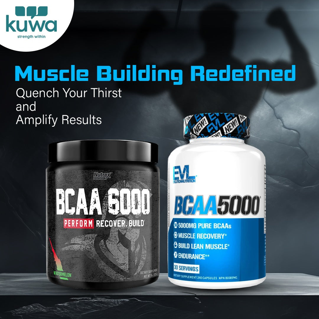 EVL BCAA 5000 30 Servings 240 Capsules and Nutrex Research, BCAA 6000, Watermelon, 8.2 Oz (225 G)