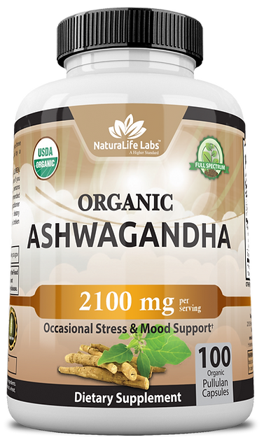 NaturaLife Lab Organic Ashwagandha 2,100 mg لكل حصة 100 كبسولة نباتية