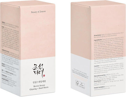 Beauty of Joseon Revive Serum - Snail Mucin & Ginseng Peptide Face Moisturizer, 30ml