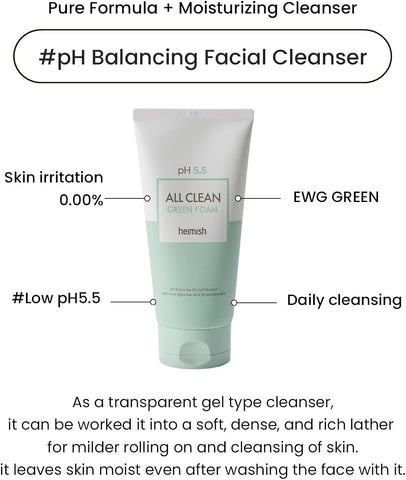 Heimish All Clean Green Foam Cleanser - pH Balancing, 150g