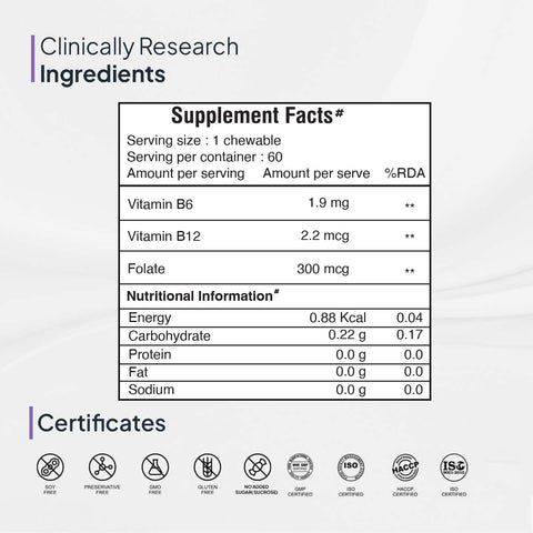 Miduty Vitamin B12 Folate – 60 Veg Tablets