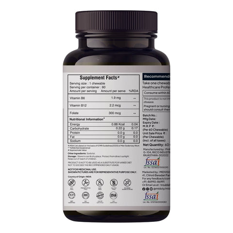Miduty Vitamin B12 Folate – 60 Veg Tablets