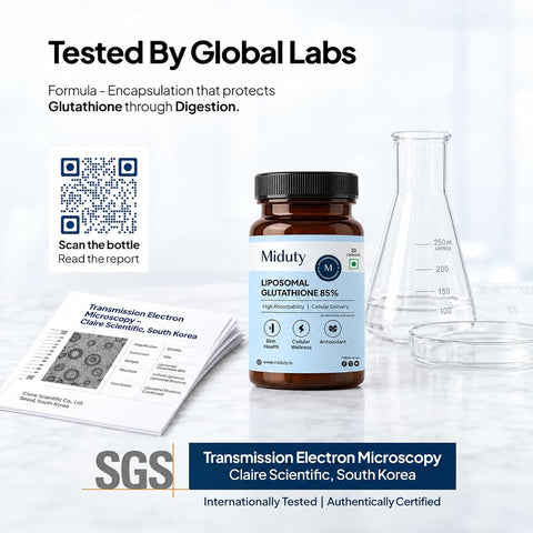 Miduty Liposomal Glutathione Capsules - Advanced Nano-Formula, 600mg, 30 Veg Capsules