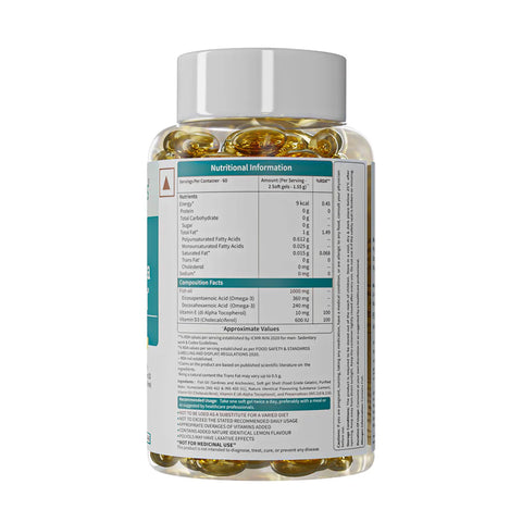 Neuherbs Mini Deep Sea Fish Oil Omega 3 Capsule 1000Mg- 120 Softgels